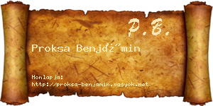 Proksa Benjámin névjegykártya